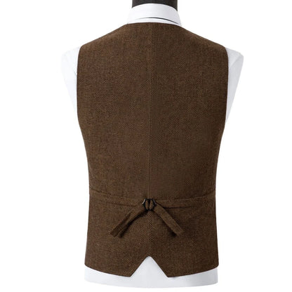 Men's Herringbone Vest – Single Breasted Formal Waistcoat for Business & Casual Wear