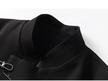 Chinese Style Metal Plate Buckle Designer Loose Mens Blazer Masculino Veste Pour Homme Vintage Man Black Yamamoto Suits Jacket