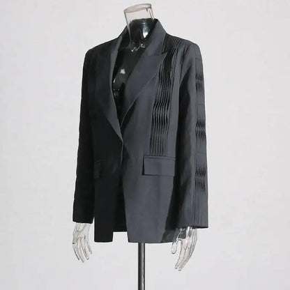 Women Blazer Turn-down Collar Single Button Pleated High-end Elegant Fashion Jacket Office Lady Ins Coat New Spring HK11499