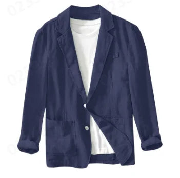Cotton and Linen Blazer Men's Fashionable Business Casual Outdoor Versatile Travel Lightweight Loose-fitting Retro Style Blazer