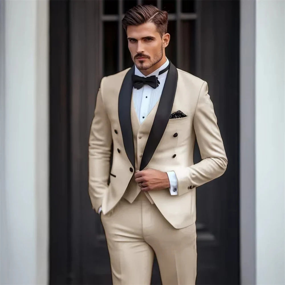 Men's 3-Piece Suit – Slim Fit Jacket, Trousers & Waistcoat for Wedding & Formal Occasions