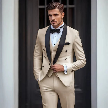 Men's 3-Piece Suit – Slim Fit Jacket, Trousers & Waistcoat for Wedding & Formal Occasions