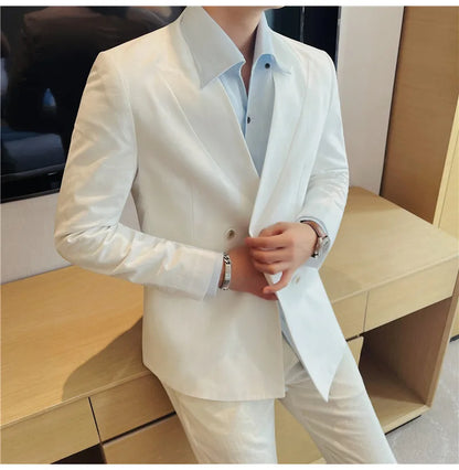 Summer Linen Breathable Suit Jacket Daily Casual Thin Blazers Men's Business Formal Suit Jacket Wedding Groom Coats Men Clothing