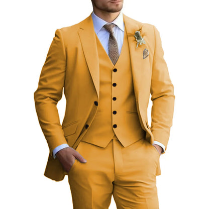 Customized Tuxedo Elegant Suit For Men 3 Piece Blazer Vest And Pant Set Notched Lapel High Quality Suit For Men Wedding suits