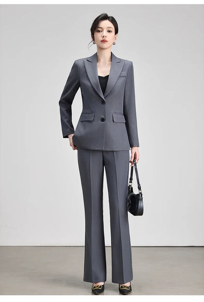 Ladies Office Formal Trousers Suit for Women Autumn Elegant Long Sleeve Blazer and Pants Twe Pieces Matching Sets Outfits