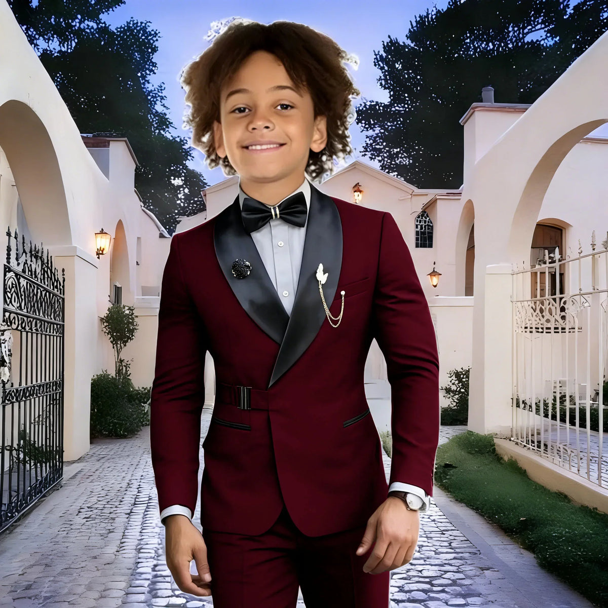 Navy Blue Boy Suits Wedding Kids Tuxedos 2 Pieces Formal Blazer Shawl Lapel Double Breasted Prom Suits (Jacket+Pants)