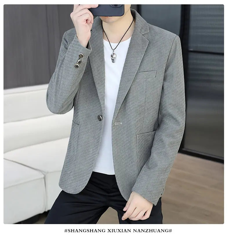 Blazer Men's Fashion Business Gentleman Groom Professional Gentleman Form-fitting Versatile Casual Formal Wear High-end Blazer