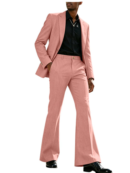 Men's 2-Piece Retro Flare Suit – Slim Fit Bell Bottom Blazer & Wide Leg Pants for Formal Occasions
