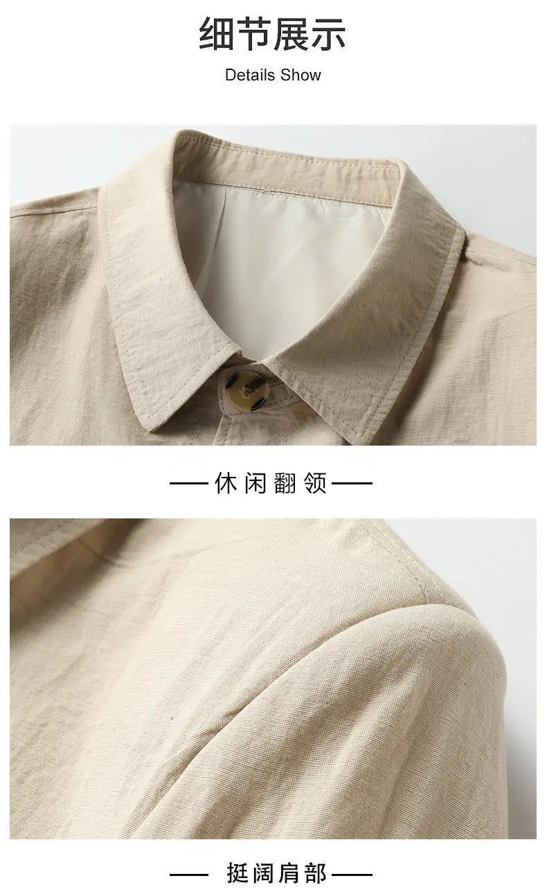 Outdoor Linen Men Jacket Fashionable and Casual for Camping, Fishing, Hiking, Driving and Photography Trips, Lightweight Jacket