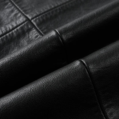 Men's Leather Jacket – Top-Grain Cowhide Business Casual Outerwear – Black