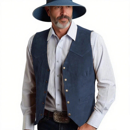 Men's Suit Vest Slim Fit V-Neck Metal Buttons Flannel Waistcoat for Business & Smart Casual Occasions