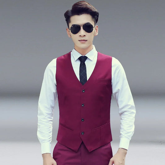 Men's Suit Vest Single Breasted Slim Fit Formal Waistcoat for Men Wedding Business