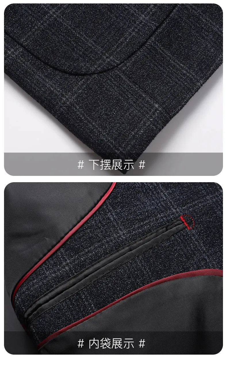 Blazer The New Autumn and Winter Fashion Middle-aged Business Casual Checkered Wedding Host Men's Outdoor Performance Blazer