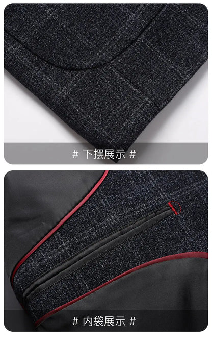 Blazer The New Autumn and Winter Fashion Middle-aged Business Casual Checkered Wedding Host Men's Outdoor Performance Blazer