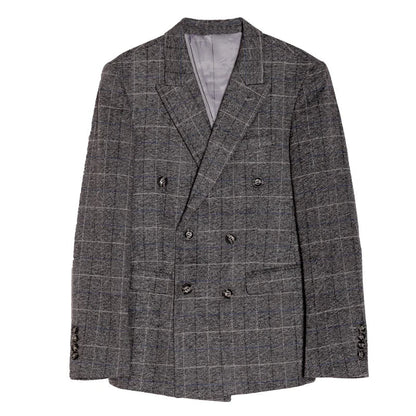 Retro British Style Double Breasted Suit Jacket Men's Checkered Business Formal Suit Wedding Professional Suit