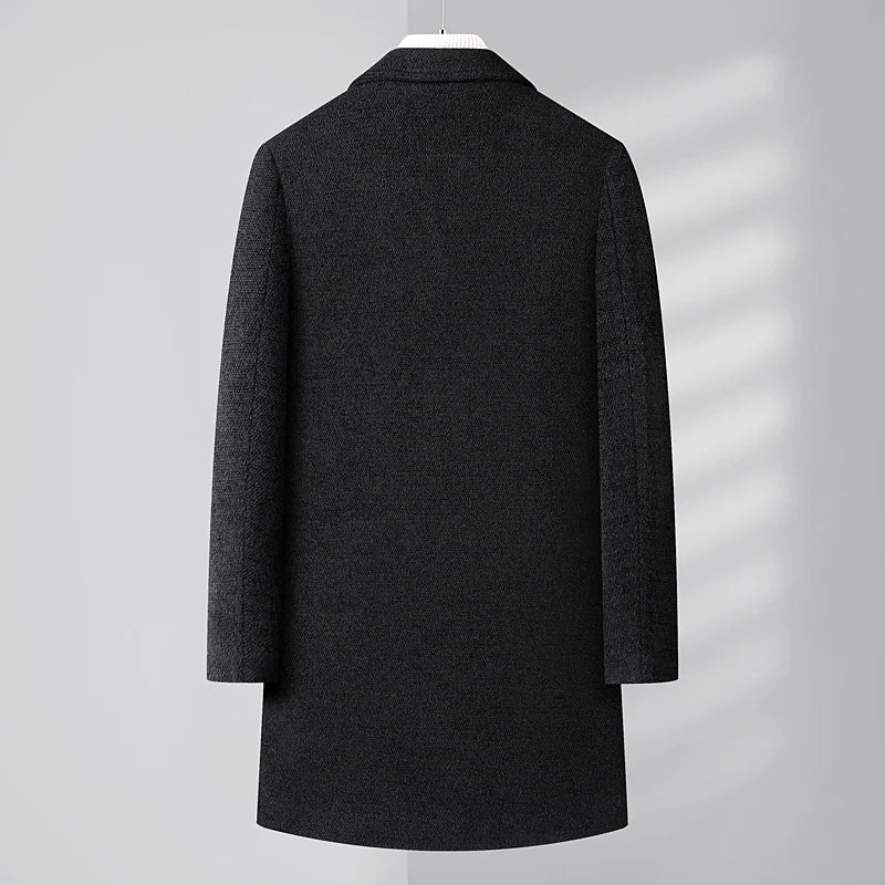 Mens Designer Knitted Wool Stretch Coat Casual Business Handsome Overcoat High Quality Fashion 2024