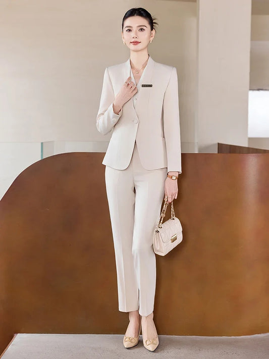 Fashionable professional women's clothing, exquisite and elegant, two-piece pants + blazer. New 2025