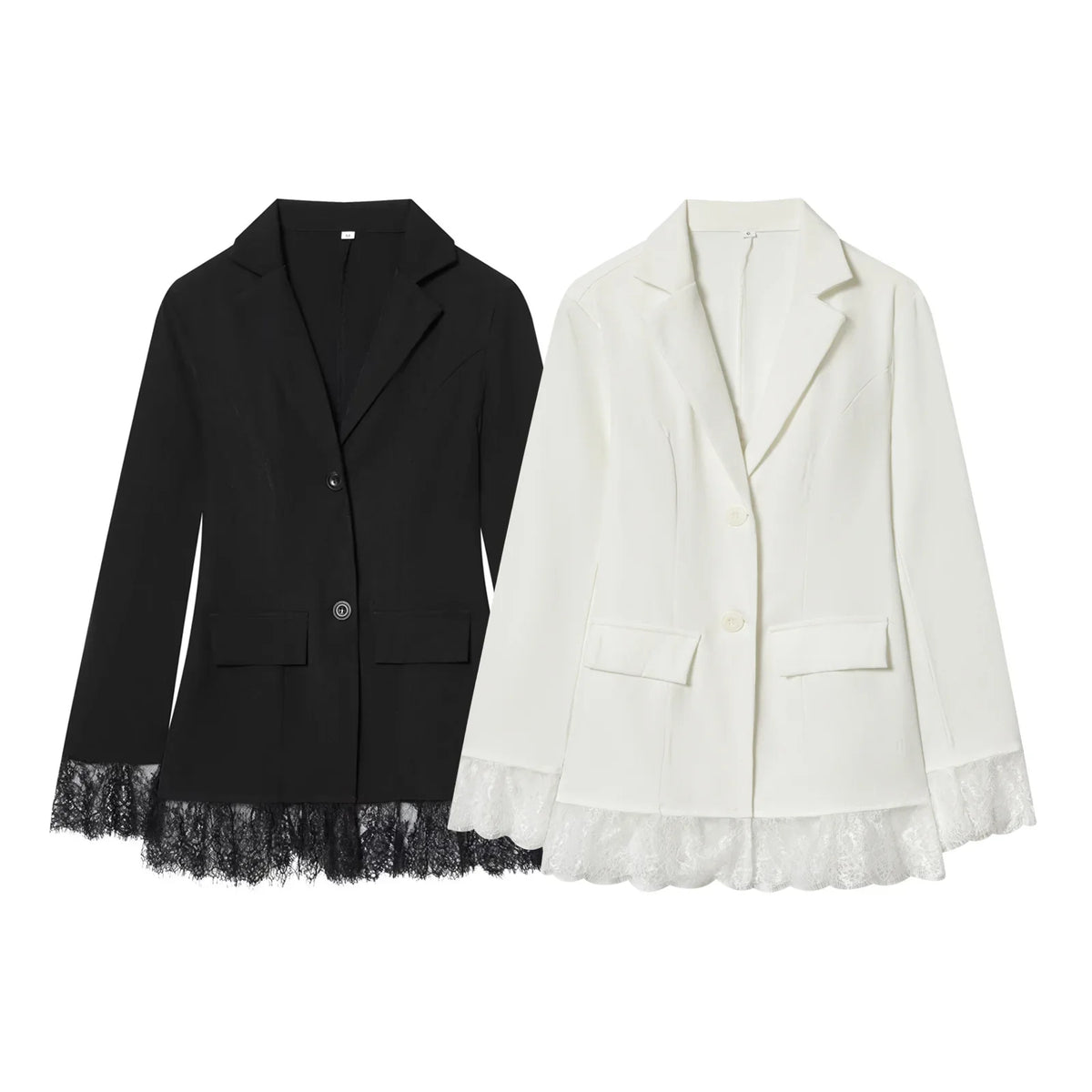 Woman Early Spring Fashion Long Sleeves Single Breasted Lace Patchwork Decoration Blazer Female Casual Slim Commuting Coat