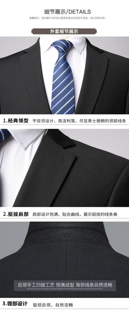 Men's 3-Piece Suit – Slim Fit Blazer Vest Pants Set for Business, Wedding & Casual Wear