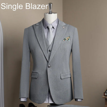 Man Blazer Spring Autumn Turn Down Collar Single-breasted Male Outerwear Business Casual Long Sleeve Versatile Men Suit Coat
