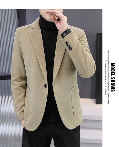 Blazer Men Fashionable Outdoor Wedding Versatile Slimming and Casual Korean Version Golden Mink Velvet Velvet and Cotton Blazer