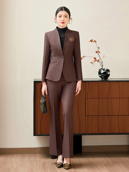 Fashionable professional women's two-piece trousers + suit jacket, slim and elegant. 2025 autumn winter new styles