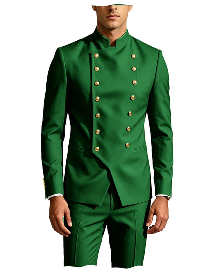 Men's Suit 2-Piece Double Breasted Slim Fit Blazer Pants Set for Wedding