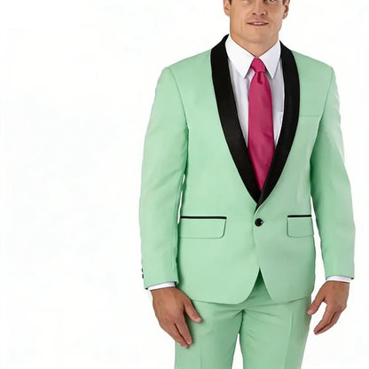 Slim Fit Solid Men's 2-Piece Tuxedo Shawl Lapel One Button Business Wedding Prom Groom Suit Jacket And Pants Set Men Clothing