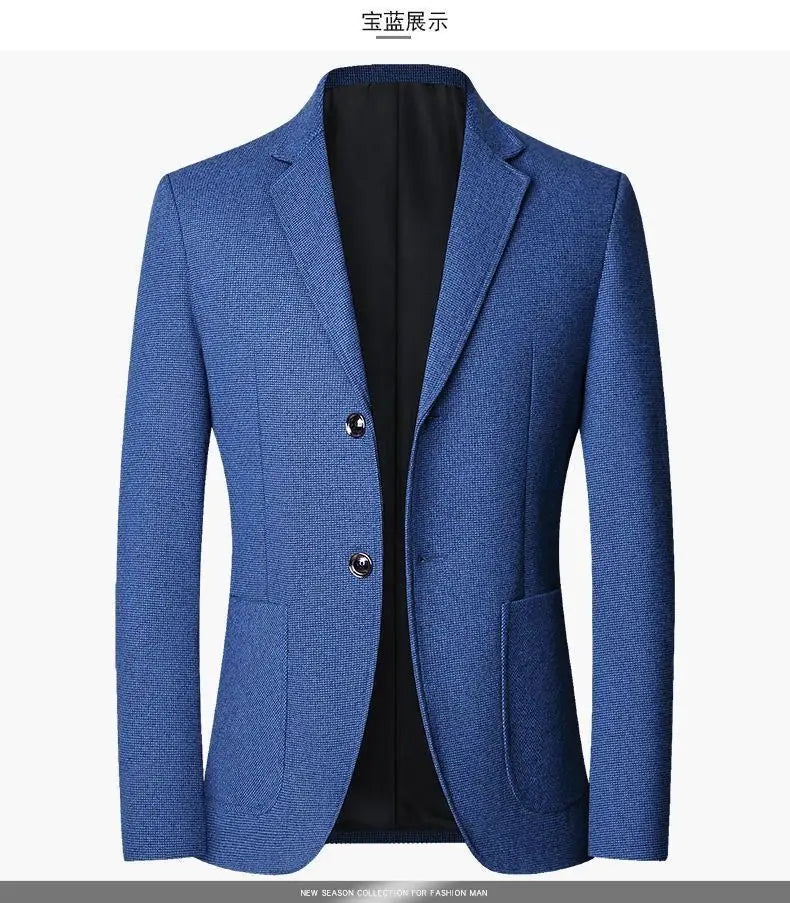 Blazer Men's Fashion Solid Color Wedding Dress Casual Host Gentleman Slim-Fitting Trendy Banquet Versatile Business Blazer