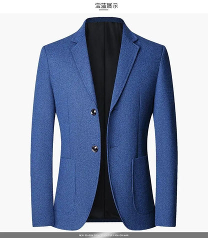 Blazer Men's Fashion Solid Color Wedding Dress Casual Host Gentleman Slim-Fitting Trendy Banquet Versatile Business Blazer