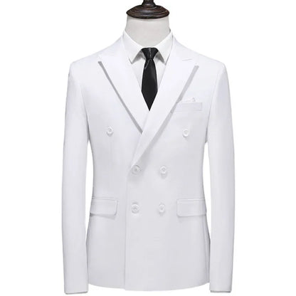 Men's Double Breasted Blazer – Slim Fit Solid Color Formal Jacket for Weddings & Office