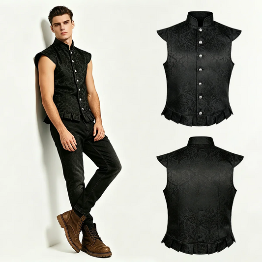 Men's Vest – Vintage Brocade Sleeveless Waistcoat for Gothic Steampunk & Halloween Cosplay