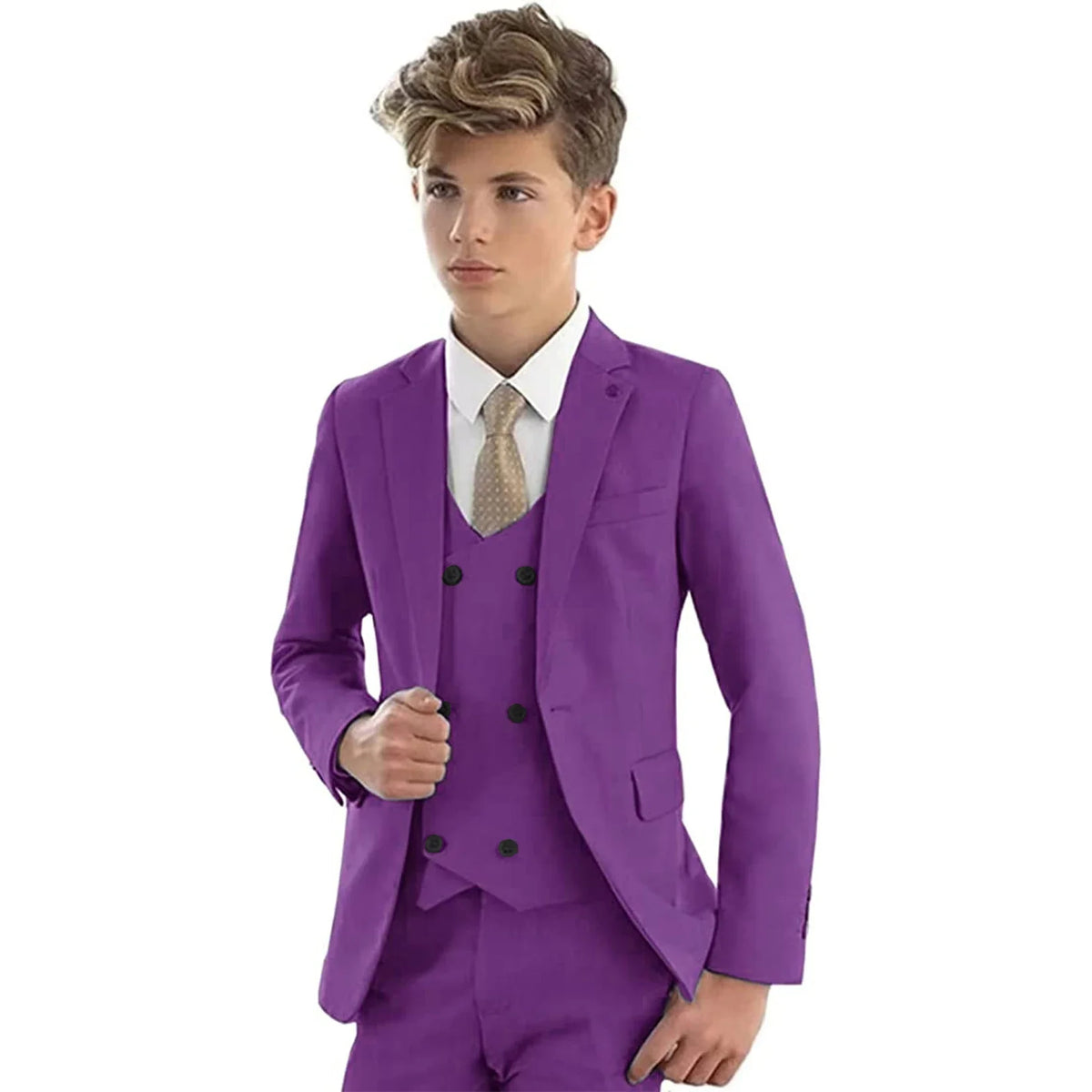 Christmas Party Fashion Green Suit Sets For Boys Piano Performance Formal Blazer Vest Pants 3 Pieces Evening Dinner Outfits