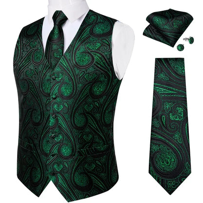 Men's Suit Vest and Tie Set – Single Breasted Waistcoat with Necktie and Pocket Square for Weddings and Business Events