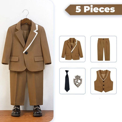 2026 New Boys Slim Fit Dresswear Suits For Birthday Wedding Party Three Colors Handsome Child Suit Set School Performance