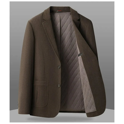 2026 Autumn Winter Men Suit Jacket Thicken Warm Long Sleeve Man Blazer Simple Solid Business Casual Male Outerwear