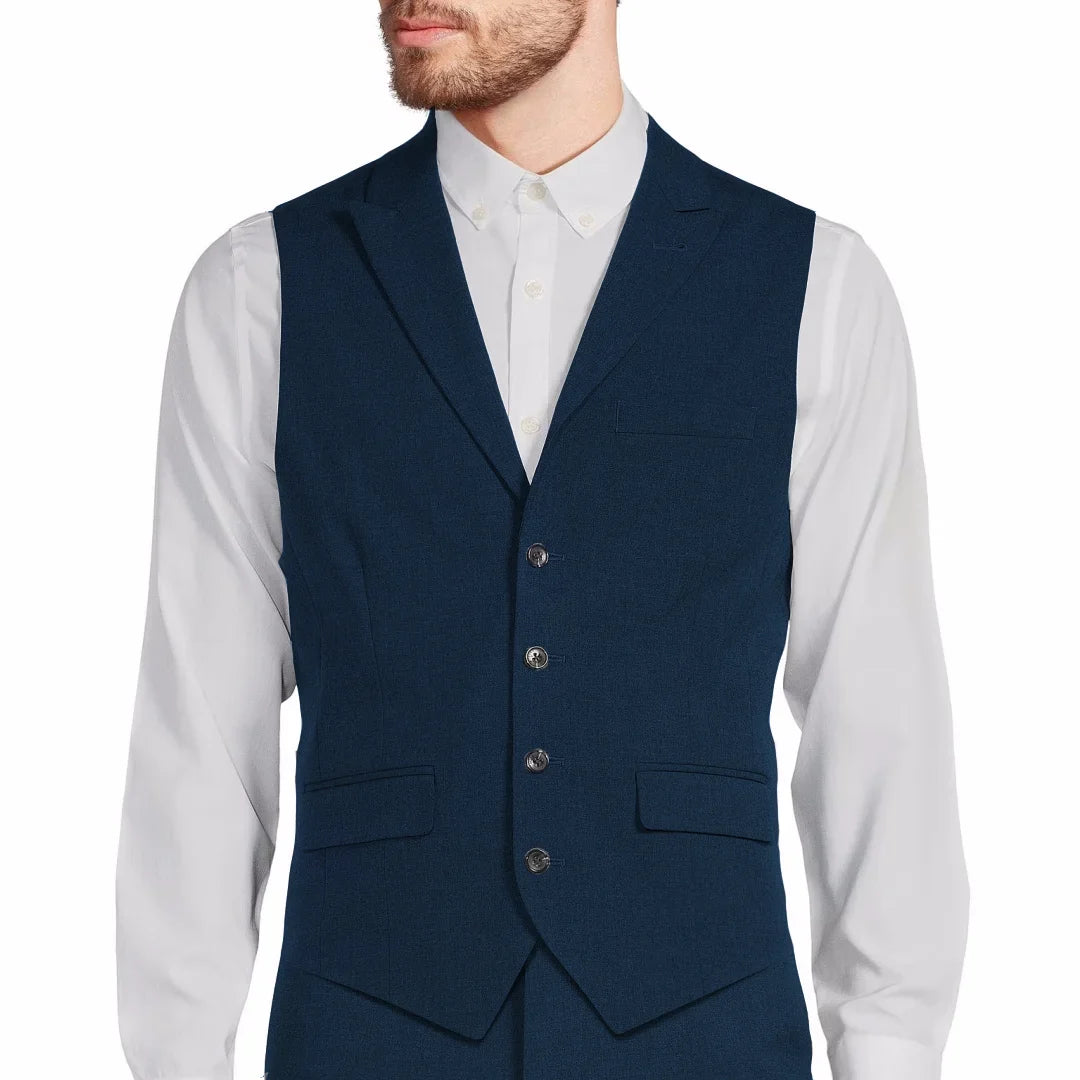 Men's Formal Vest Single Button Lapel Solid Waistcoat for Wedding & Business