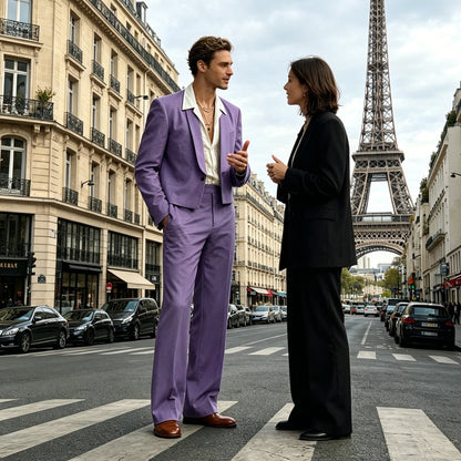 Men's 2-Piece Suit Set – Cropped Blazer & High Waist Flare Pants | Shawl Lapel Tuxedo for Formal & Party Occasions