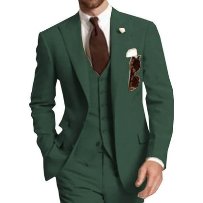 Elegant Gray Men Wedding Party Three Pieces Set Large Size Male Blazer Vest Pant and Vest Fashion Slim Fit Suit