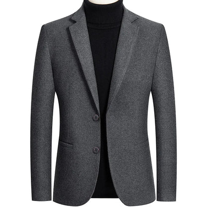 New Men's Wool Blazers Male Suit Jacket Oversized Solid Business Casual Winter Jacket Men Clothing Wedding Suit Coat 4XL