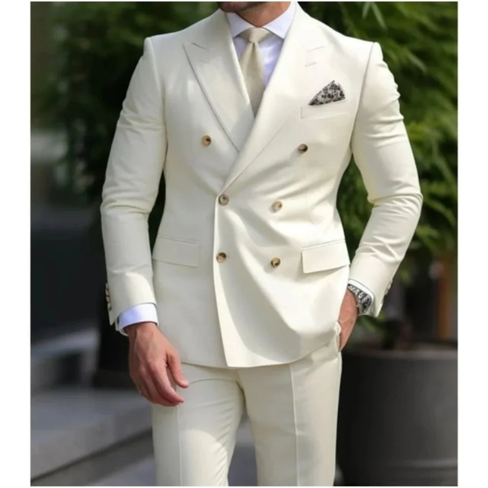 Men's Double Breasted 2-Piece Suit – Sparkling Burnt Orange – Wedding & Daily Wear