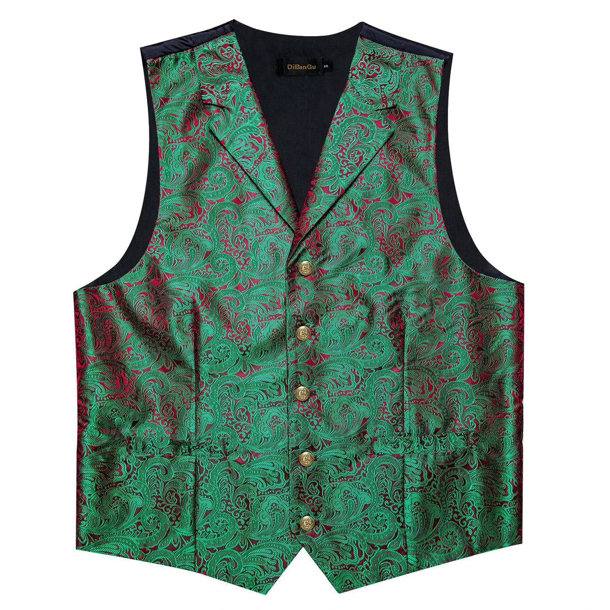 Men's Paisley Suit Vest – Single-Breasted Waistcoat with Tie, Handkerchief & Cufflinks for Weddings & Banquets