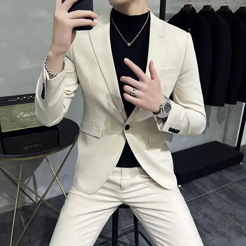 (Blazer+ Vest + Trousers) 2023 Latest Design Double Breasted Vest Men's Suit High Quality Business Simple Casual Dress Wedding