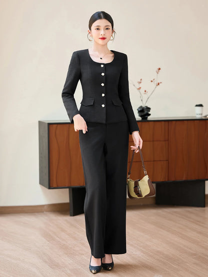 Fashionable professional women's two-piece trousers + suit jacket, exquisite elegant, 2025 autumn winter new style