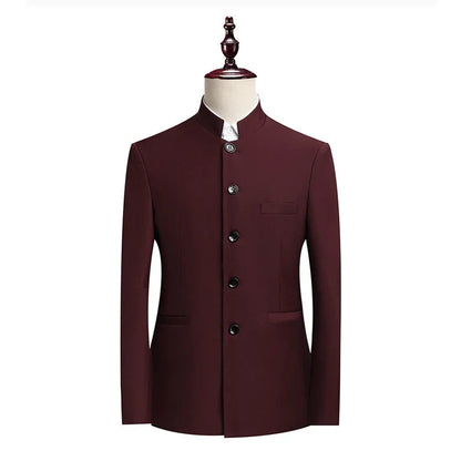 Blazer Men's Fashionable Business Zhongshan Suit Gentle Slimming, Gentleman's Casual Chinese Stand-up Collar, High-end Blazer