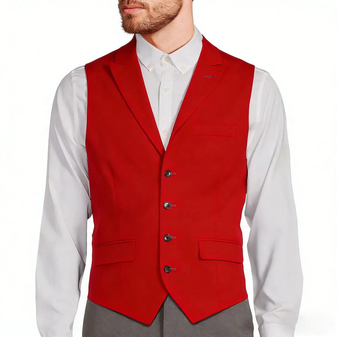 Men's Formal Vest Single Button Lapel Solid Waistcoat for Wedding & Business