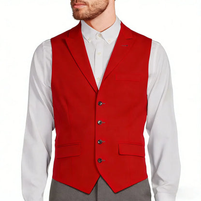 Men's Formal Vest Single Button Lapel Solid Waistcoat for Wedding & Business