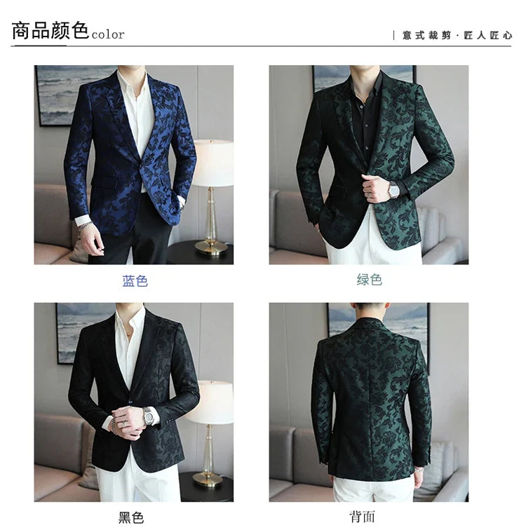 Men's Casual Suit Top - 2025 Spring S-5XL High-Quality Fashion Handsome Trend Business Boutique Wedding Dance West Coat