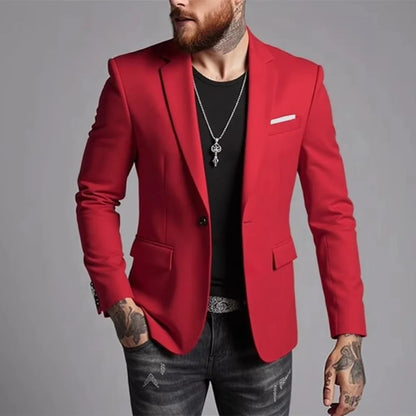Men's Suit Business Jacket Thin Slim Fit Male 1 Piece Blazer Spring Autumn Simple Handsome Gentleman Vintage Casual