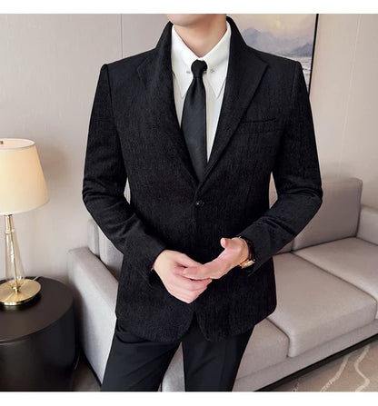 New Chinese Style Stand Collar Fashion Casual Suit Jacket Autumn Winter New Slim Fit Business Formal Social Prom Party Tuxedos